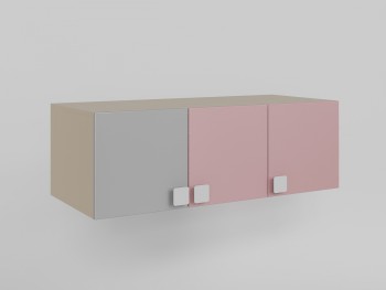 Антресоль на шкаф 3-х створчатый (Розовый/Серый/корпус Клен) в Искитиме - iskitim.mebel54.com | фото
