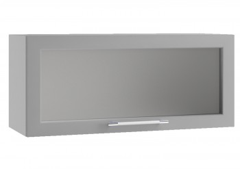 Барселона ШВГС 800 Шкаф верхний горизонтальный со стеклом (Голубой тик/корпус Белый) в Искитиме - iskitim.mebel54.com | фото