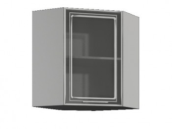 Бетон ШВУС 550*550 Шкаф верхний угловой с одной дверцей со стеклом в Искитиме - iskitim.mebel54.com | фото