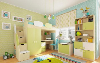 Детская комната Эппл (Зеленый/Белый/корпус Клен) в Искитиме - iskitim.mebel54.com | фото