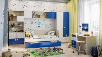 Детская комната Скай Люкс (Синий/Белый/корпус Клен) в Искитиме - iskitim.mebel54.com | фото