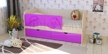 Друзья Кровать детская 2 ящика 1.6 Фиолетовый глянец в Искитиме - iskitim.mebel54.com | фото