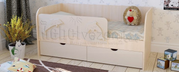 Друзья Кровать детская 2 ящика 1.6 Ваниль глянец в Искитиме - iskitim.mebel54.com | фото