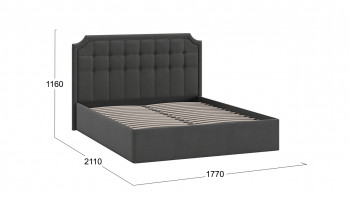 Двуспальная кровать без ПМ «Анабель» Велюр/Графит 1600 в Искитиме - iskitim.mebel54.com | фото