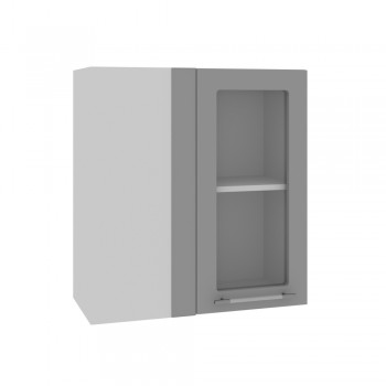 Гарда ПУС 650 шкаф верхний угловой со стеклом (Белый Эмалит/корпус Серый) в Искитиме - iskitim.mebel54.com | фото