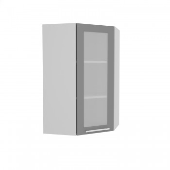 Гарда ВПУС 550 шкаф верхний угловой со стеклом высокий (Белый Эмалит/корпус Серый) в Искитиме - iskitim.mebel54.com | фото