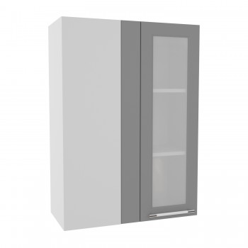 Гарда ВПУС 650 шкаф верхний угловой со стеклом высокий (Белый Эмалит/корпус Серый) в Искитиме - iskitim.mebel54.com | фото