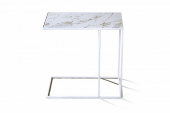 Журнальный столик Stone 01 (Круглый) Металл/Керамика 250 Белый в Искитиме - iskitim.mebel54.com | фото