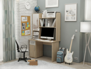 Компьютерный стол Лайт-1 (1200/дуб сонома/белый) в Искитиме - iskitim.mebel54.com | фото
