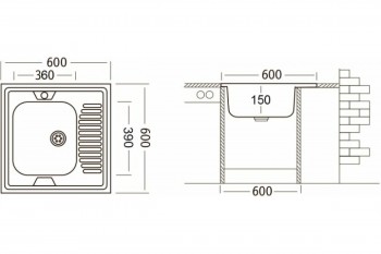 Комплект "Юкинокс" мойка STD600.600-4C 0R, смеситель UM1302, выпуск СКМГ, крепёж КНМ в Искитиме - iskitim.mebel54.com | фото
