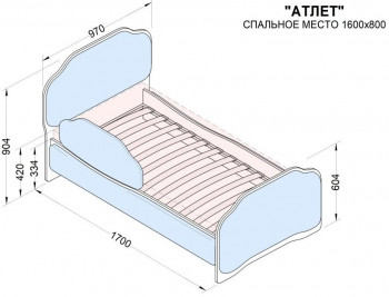 Кровать 160 Атлет 29 Синий (мягкий бортик) в Искитиме - iskitim.mebel54.com | фото