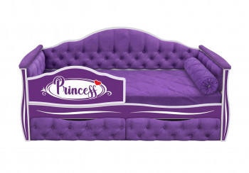 Кровать 160 серии Иллюзия 2 ящика 32 Фиолетовый (мягкие боковые накладки/подушка валик) в Искитиме - iskitim.mebel54.com | фото