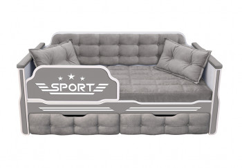 Кровать 160 серии Спорт 2 ящика 45 Серый (подушки) в Искитиме - iskitim.mebel54.com | фото