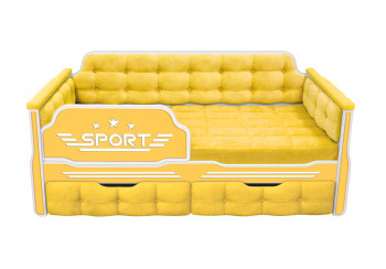 Кровать 160 серии Спорт 2 ящика 74 Жёлтый (мягкие боковые накладки) в Искитиме - iskitim.mebel54.com | фото