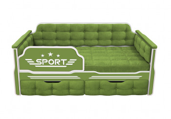 Кровать 160 серии Спорт 2 ящика 76 Зелёный (мягкие боковые накладки) в Искитиме - iskitim.mebel54.com | фото