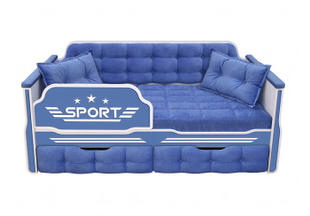 Кровать 160 серии Спорт 2 ящика 85 Синий (подушки) в Искитиме - iskitim.mebel54.com | фото