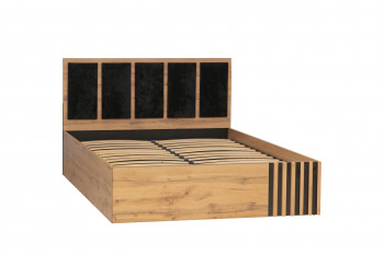 Кровать 1600 Либерти (дуб вотан/черный/велюр монако черный/ортопед/51.19) в Искитиме - iskitim.mebel54.com | фото