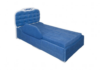 Кровать 190 Атлет Lux 29 Синий (мягкий бортик) в Искитиме - iskitim.mebel54.com | фото