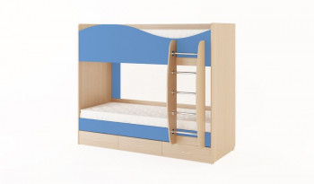 Кровать 2-х ярусная с ящиками (Беленый дуб/Синий) в Искитиме - iskitim.mebel54.com | фото