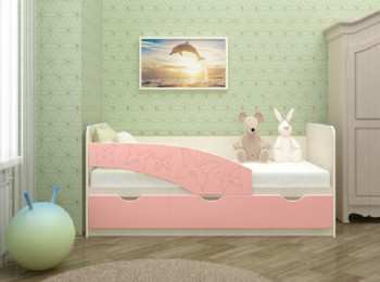 Кровать Бабочки 1,6м (Розовый металлик) в Искитиме - iskitim.mebel54.com | фото