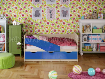 Кровать Бабочки 1,6м (Синий металлик) в Искитиме - iskitim.mebel54.com | фото