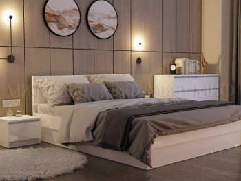Кровать Челси 1600 (Белый/Белый глянец) в Искитиме - iskitim.mebel54.com | фото