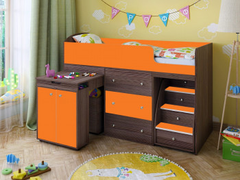 Кровать-чердак Малыш 1600 Бодего/Оранжевый в Искитиме - iskitim.mebel54.com | фото