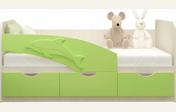 Кровать детская 1,6м Дельфин (Салатовый металлик) в Искитиме - iskitim.mebel54.com | фото