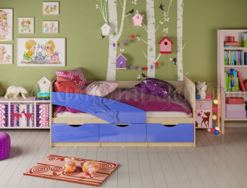 Кровать детская 1,6м Дельфин (Синий металлик) в Искитиме - iskitim.mebel54.com | фото