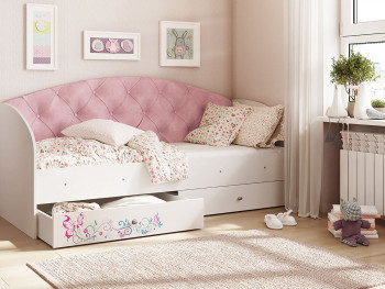 Кровать детская Эльза Белый/Розовый в Искитиме - iskitim.mebel54.com | фото