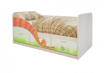 Кровать детская Минима Лего 1,86м с ящиками (дуб атланта/лиловый сад) в Искитиме - iskitim.mebel54.com | фото