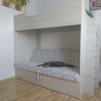 Кровать двухъярусная с диваном (Беленый дуб) в Искитиме - iskitim.mebel54.com | фото