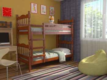Кровать двухъярусная Соня из массива сосны 800*1890 Орех в Искитиме - iskitim.mebel54.com | фото