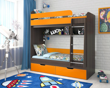 Кровать двухъярусная Юниор-5  Бодего/Оранжевый в Искитиме - iskitim.mebel54.com | фото