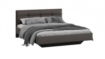 Кровать «Элис» c мягкой обивкой тип 1 Экокожа/Темно-коричневый/1400 в Искитиме - iskitim.mebel54.com | фото