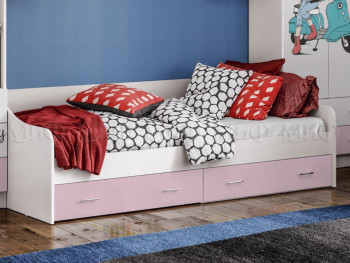 Кровать Fashion-1 Вега 0,9 м (Белый/Розовый) в Искитиме - iskitim.mebel54.com | фото
