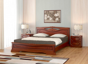 Кровать Карина-7 из массива сосны 1400*2000 Орех в Искитиме - iskitim.mebel54.com | фото