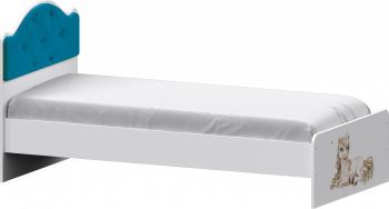 Кровать Каспер с мягкой спинкой и фотопечатью (800х1900)  Белый/Бирюза в Искитиме - iskitim.mebel54.com | фото