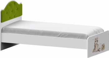 Кровать Каспер с мягкой спинкой и фотопечатью (800х1900)Белый/Лайм в Искитиме - iskitim.mebel54.com | фото