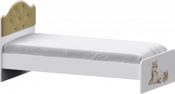 Кровать Каспер с мягкой спинкой и фотопечатью (800х1900)  Белый/Ваниль в Искитиме - iskitim.mebel54.com | фото