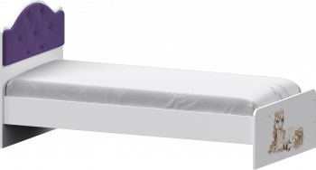 Кровать Каспер с мягкой спинкой и фотопечатью (800х2000)Белый/Фиолетовый в Искитиме - iskitim.mebel54.com | фото