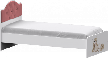 Кровать Каспер с мягкой спинкой и фотопечатью (800х2000)Белый/Светло-розовый в Искитиме - iskitim.mebel54.com | фото