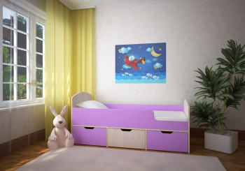 Кровать Малыш-мини Дуб молочный/Ирис в Искитиме - iskitim.mebel54.com | фото