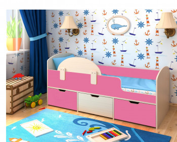Кровать Малыш-мини Дуб молочный/Розовый в Искитиме - iskitim.mebel54.com | фото