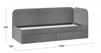 Кровать «Молли» с мягкой обивкой (900) тип 1 (Микровелюр Scandi Graphite 22) в Искитиме - iskitim.mebel54.com | фото