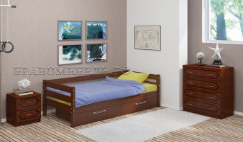 Кровать одинарная ГЛОРИЯ из массива сосны  900*2000 (Орех) в Искитиме - iskitim.mebel54.com | фото