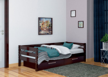 Кровать одинарная ГЛОРИЯ из массива сосны  900*2000 (Орех Тёмный) в Искитиме - iskitim.mebel54.com | фото