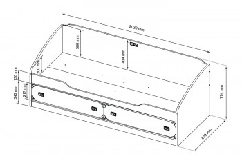 Кровать с 2-мя ящиками «Навигатор» (Дуб Каньон) в Искитиме - iskitim.mebel54.com | фото
