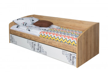 Кровать с 2 ящиками «Оксфорд» (Ривьера/Белый с рисунком) в Искитиме - iskitim.mebel54.com | фото