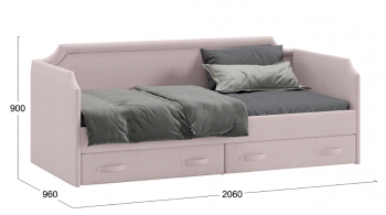 Кровать с мягкой обивкой и ящиками «Кантри» Тип 1 (900) (Велюр пудровый) в Искитиме - iskitim.mebel54.com | фото